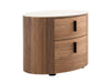 Modrest Chelton Contemporary White Ceramic & Walnut Oval Nightstand Model VGHB351U3-WAL-NS