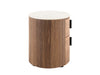 Modrest Chelton Contemporary White Ceramic & Walnut Oval Nightstand Model VGHB351U3-WAL-NS