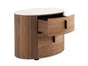 Modrest Chelton Contemporary White Ceramic & Walnut Oval Nightstand Model VGHB351U3-WAL-NS