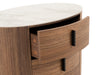 Modrest Chelton Contemporary White Ceramic & Walnut Oval Nightstand Model VGHB351U3-WAL-NS