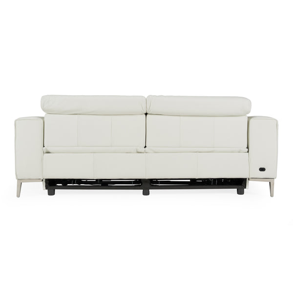 Chignik Modern White Leather Sofa w/ 2 Recliners