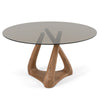 Modrest Christy Mid Century Modern Grey Glass & Walnut Round Dining Table Model VGIP-DT643-RND