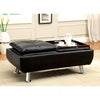 Furniture of America Hauser Black/Chrome Contemporary Ottoman Model CM2677BK-OT