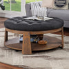 Furniture of America Guis Natural/Dark Gray Transitional Ottoman Model CM4411DG-C