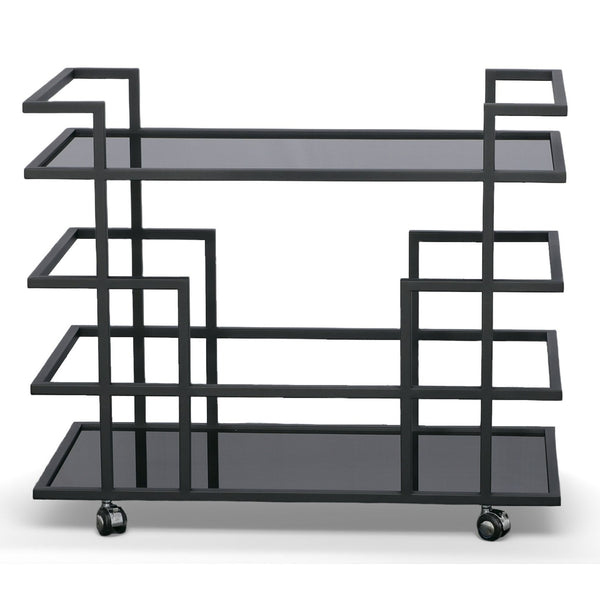 Deakin Black Stainless Steel and Black Glass Wine Rack