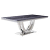 ACME Cambrie Engineered Marble & Mirrored Silver Dining Table with Natural Marble Top Model DN00221