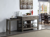 ACME Feivel Natural Marble Top & Rustic Oak Kitchen Island with Pull Out Table Model DN00307