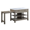 ACME Feivel Natural Marble Top & Rustic Oak Kitchen Island with Pull Out Table Model DN00307