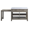 ACME Feivel Natural Marble Top & Rustic Oak Kitchen Island with Pull Out Table Model DN00307