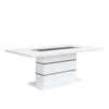 ACME Elizaveta Gray Velvet Faux Crystal Diamonds &White High Gloss Dining Table with Pedestal Base Model DN00814