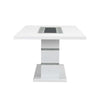 ACME Elizaveta Gray Velvet Faux Crystal Diamonds &White High Gloss Dining Table with Pedestal Base Model DN00814