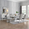 ACME Elizaveta Gray Velvet Faux Crystal Diamonds &White High Gloss Server Model DN00816