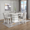 ACME Elizaveta Gray Velvet Faux Crystal Diamonds &White High Gloss Counter Height Table with Pedestal Base Model DN00817