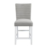 ACME Elizaveta Gray Velvet Faux Crystal Diamonds &White High Gloss Counter Height Chair (Set-2) Model DN00818