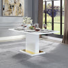 ACME Gaines White High Gloss Dining Table with Pedestal Base Model DN01258
