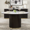 ACME Clayten White Engineering Marble Top & Espresso Round Dining Table with Marble Model DN03950