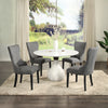 ACME Koen Engineering Marble Top White & Black Round Dining Table Model DN04055