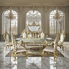 ACME Desiderius Antique Gold & Hand Paint Brown Dining Table Model DN60000