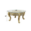 ACME Desiderius Antique Gold & Hand Paint Brown Round Dining Table Model DN60005