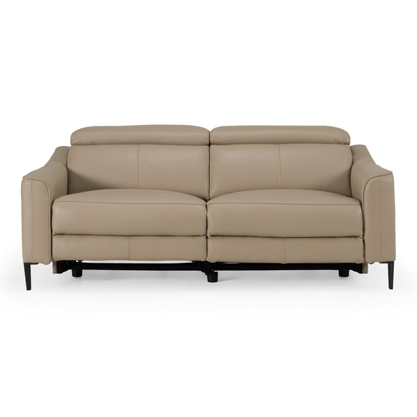 Eden Modern Taupe Leather Sofa With 2 Recliners