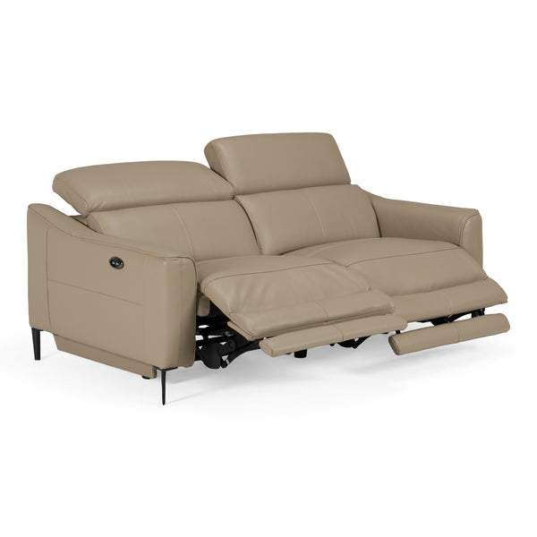 Eden Modern Taupe Leather Sofa With 2 Recliners
