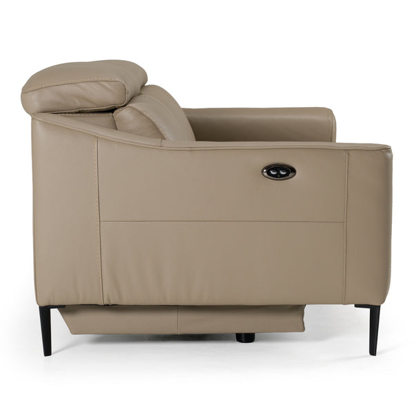 Eden Modern Taupe Leather Sofa With 2 Recliners