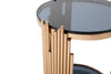 Modrest Bryce Modern Smoked Glass & Rosegold Round End Table Model VGVCET8970
