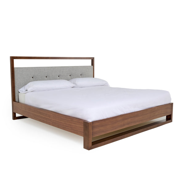 California King Nova Domus Falcor Modern Grey Fabric & Walnut Veneer Bed Model VGMABR-107-BED-CK