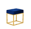 Modrest Downey Modern Blue Velvet & Gold Stool Ottoman Model VGFH-FDC8016-BLU