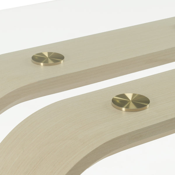 Florence Modern Glass + Natural Oak + Gold Dining Table