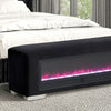 Furniture of America Elnath Black Contemporary Bench W/ Visual Crystal Fireplace Model FM-BN6001BK