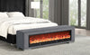Furniture of America Elnath Gray Contemporary Bench W/ Visual Wood Log Fireplace Model FM-BN6001GY