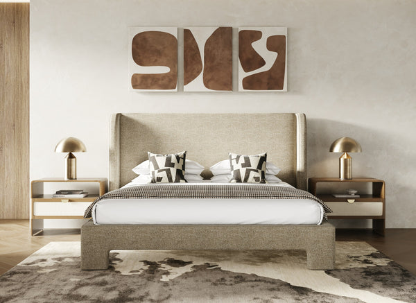 Emilio Modern Beige Fabric Bed