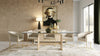 Florence Modern Glass + Natural Oak + Gold Dining Table