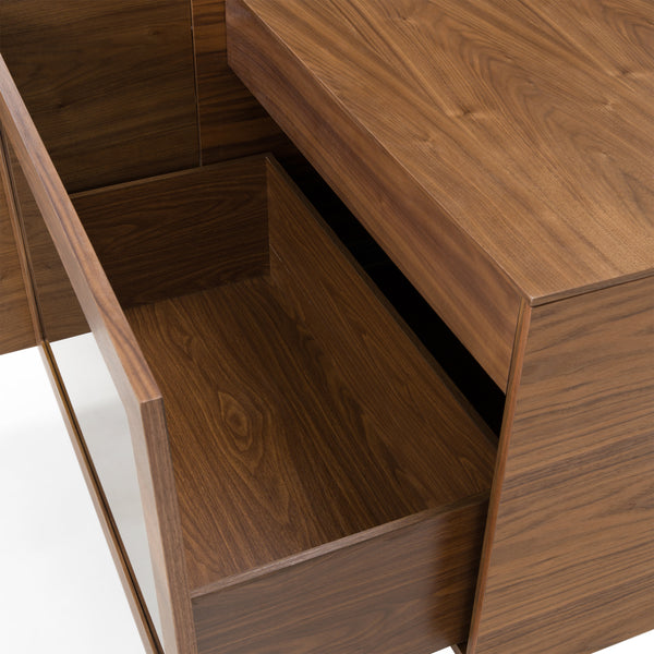 Glencoe Modern Walnut & Grey Glass Buffet