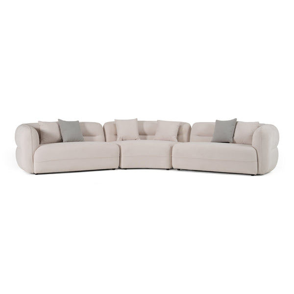 Nomad Modern Off-White Fabric Curved Sectional Sofa