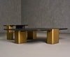 Modrest Harold Modern Black & Brushed Gold Oak Square Coffee Table Set Model VGHB467E2-467B