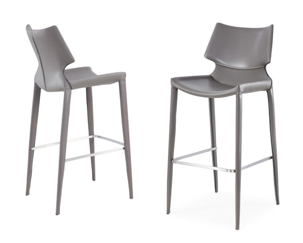 Hayes Modern Grey Eco-Leather Bar Stool (Set of 2)