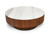Nova Domus Hilton Modern Walnut And White Marble Round Coffee Table Model VGHB-400E-W