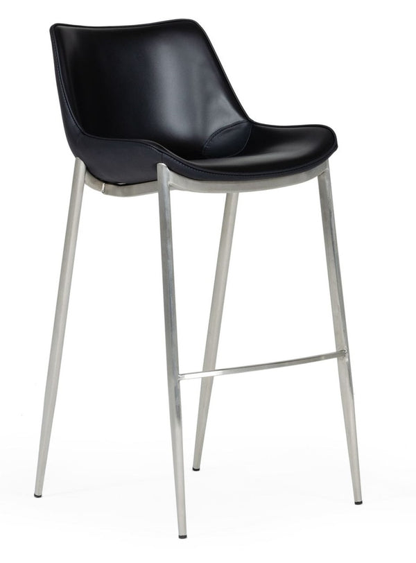 Hooper Modern Black Eco-Leather Bar Stool (Set of 2)