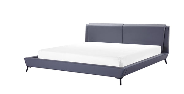 Queen Modrest Burbank Modern Grey Leatherette Bed Model VGJY-579-GRY-Q