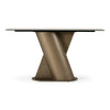 Kiefer Modern Faux Travertine Ceramic + Bronze Console Table