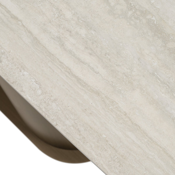 Kiefer Modern Faux Travertine Ceramic + Bronze Console Table