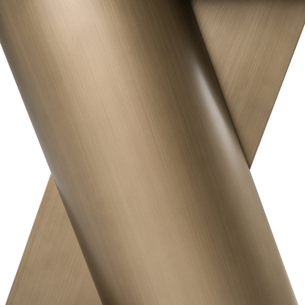 Kiefer Modern Faux Travertine Ceramic + Bronze Console Table