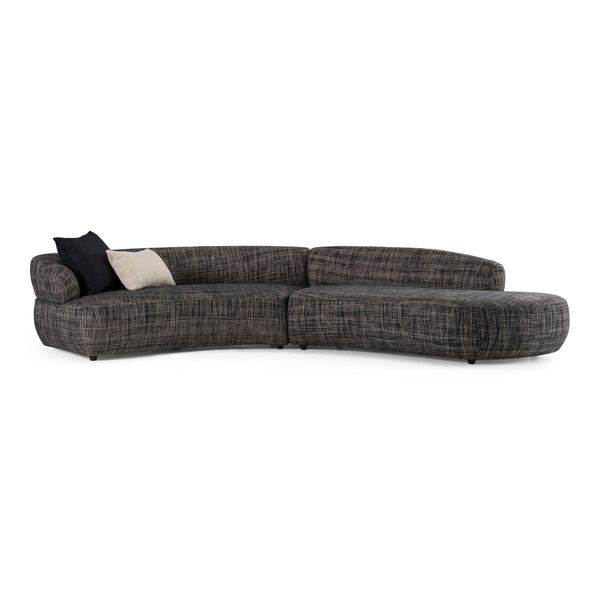 Lakota Modern Dark Grey Fabric Curved Sectional Sofa