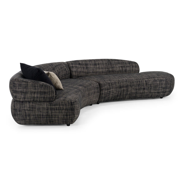 Lakota Modern Dark Grey Fabric Curved Sectional Sofa