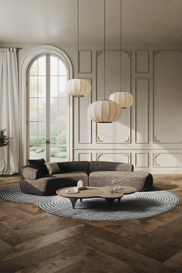 Lakota Modern Dark Grey Fabric Curved Sectional Sofa