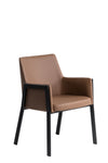 Modrest Leshay Modern Dark Camel Vegan Leather & Black Metal Dining Chair Model VGGAGA-6552CH-1-B19