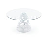 Modrest Lilly Modern 12Mm Round Glass & White Dining Table Model VGNS-GD8800-12MM