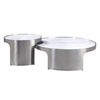 ACME Abilene Engineered Marble & Brush Silver Nesting Coffee Table Set Model LV00223